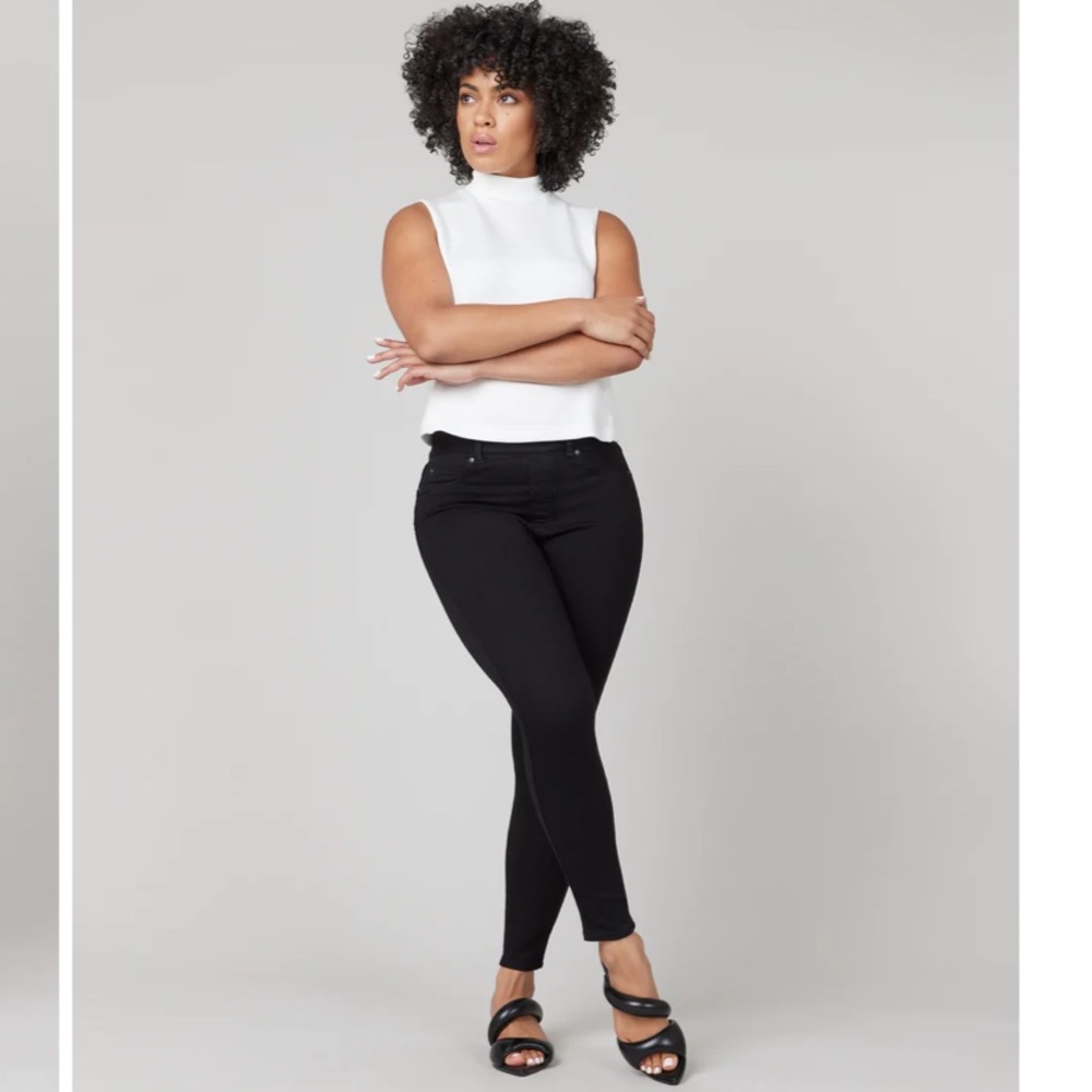Ankle Skinny Jeans, Clean Black 1X Tall